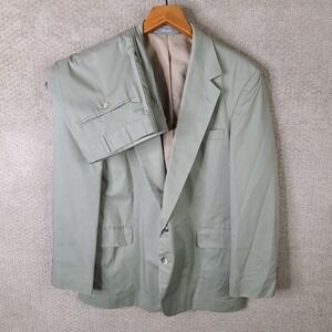 Vintage Haggar Suit Mens 42R Beige 2 Piece Cotton Blend Blazer Pants 35x25